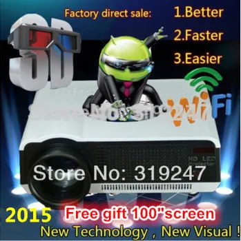 

5500lumen Android4.4 HD LED Wifi Smart Projector 230W 3D home theater LCD Video Proyector TV Beamer with Bluetooth 4.0