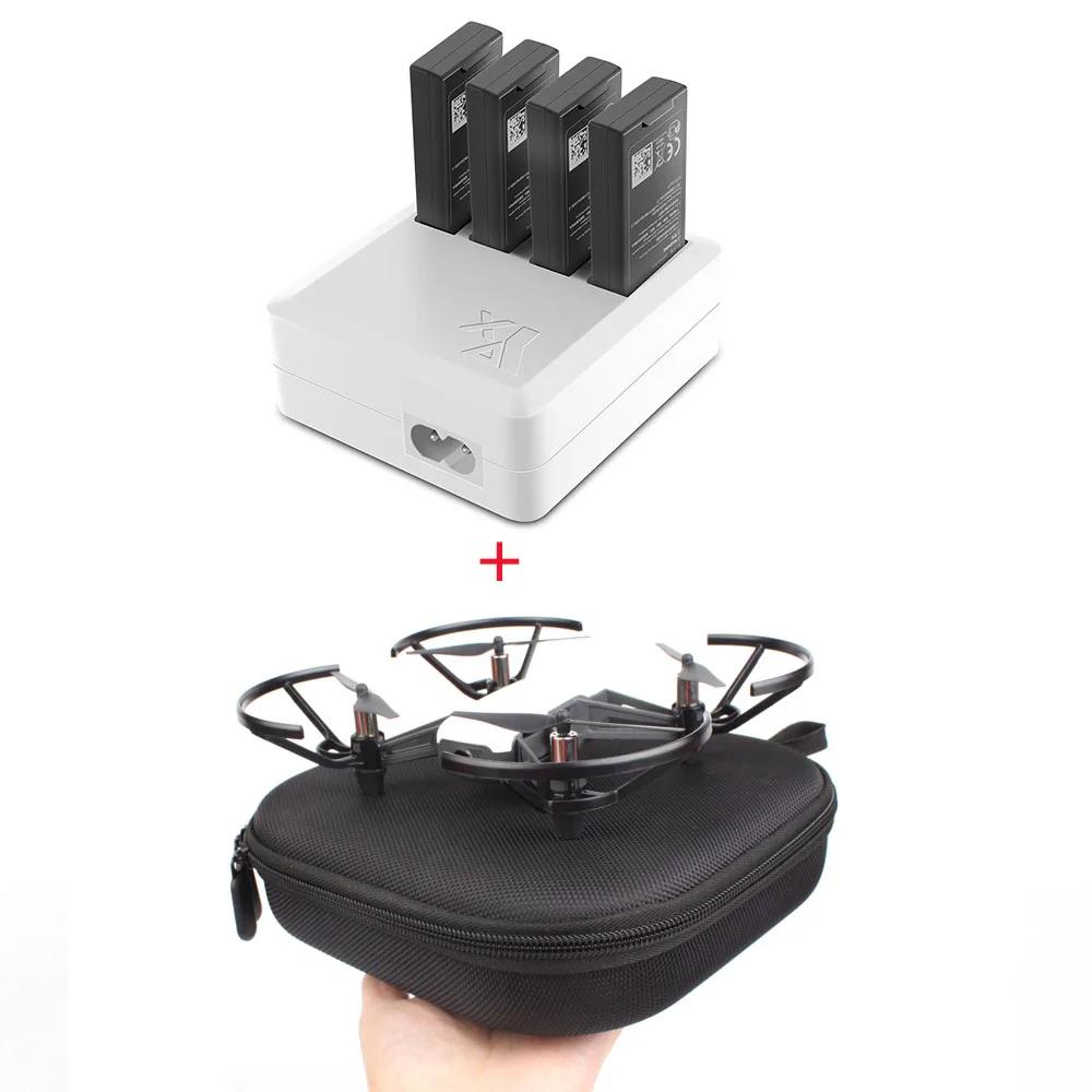 

DJI TELLO Charger 4in1 Multi Battery Charging Hub + Carrying Case Storage Box Drone Flight Battery Quick Charging US/EU Plug