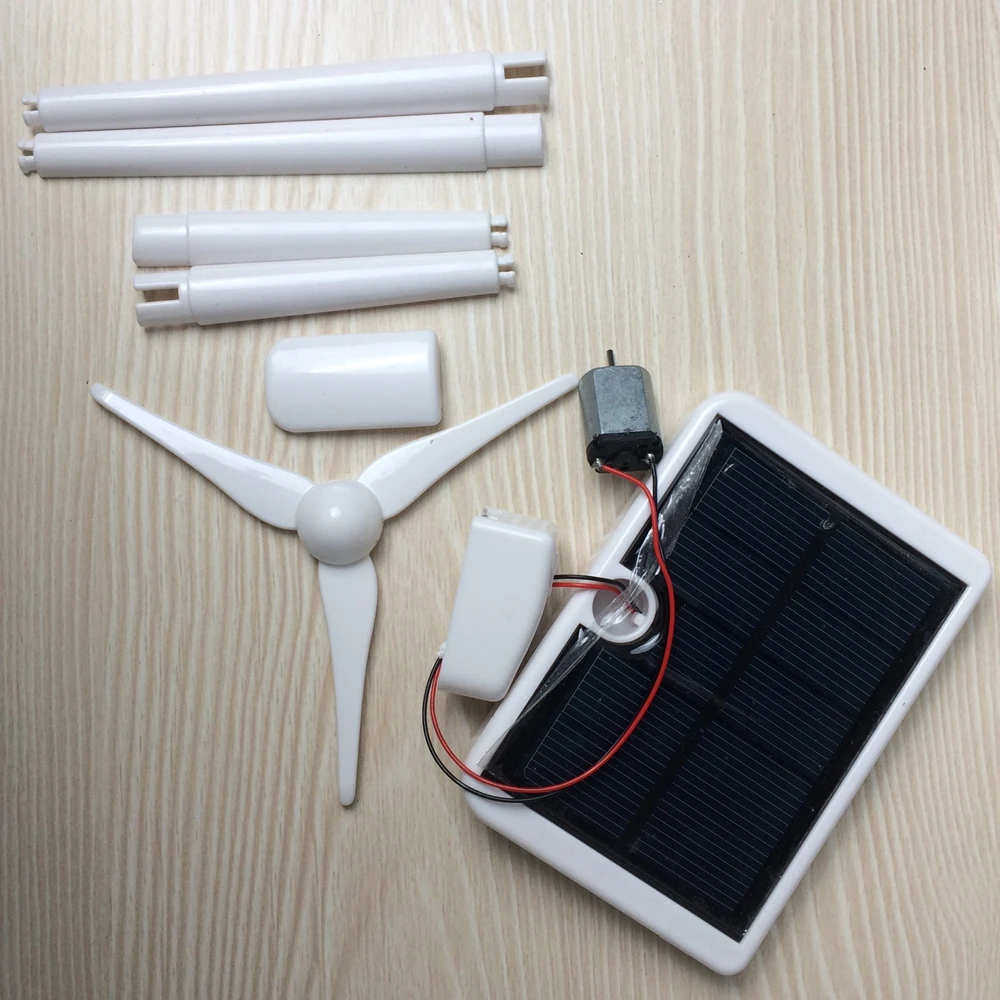 Mini Wind Turbine Generator Model Toys Solar Wind Power Windmill Educational DIY Model Wind-Solar Assembly Kit Kids Gifts