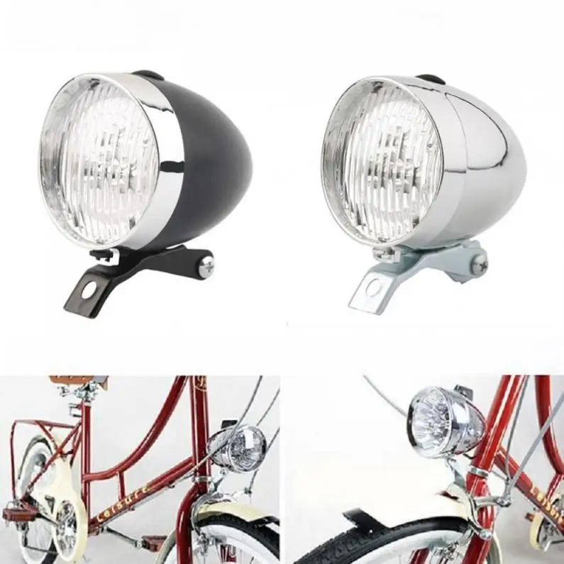 

2 Modes Retro Bicycle Bike 3 LED Front Light Headlight Vintage Flashlight Lamp