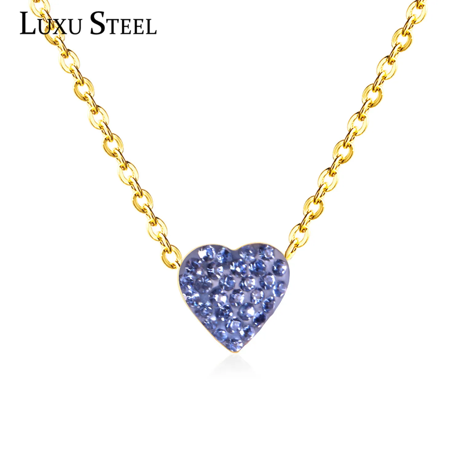 Роскошные стальные ожерелья-чокер с кристаллами в форме сердца из нержавеющей стали золотого/серебряного цвета, ожерелья с подвесками для женщин/девушек,, вечерние, подарок