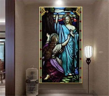 

3D Wallpaper European Religious Figures, Hand-Painted Oil Painting Indoor Porch Background Wall Decoration Mural Wallpaper