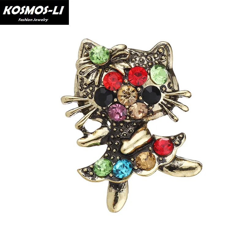 

Cute Little Gold Cat Brooches Pin Up For Women Scarf Suit Clips Corsages Brand Bijoux Brooch Fashion Jewelry