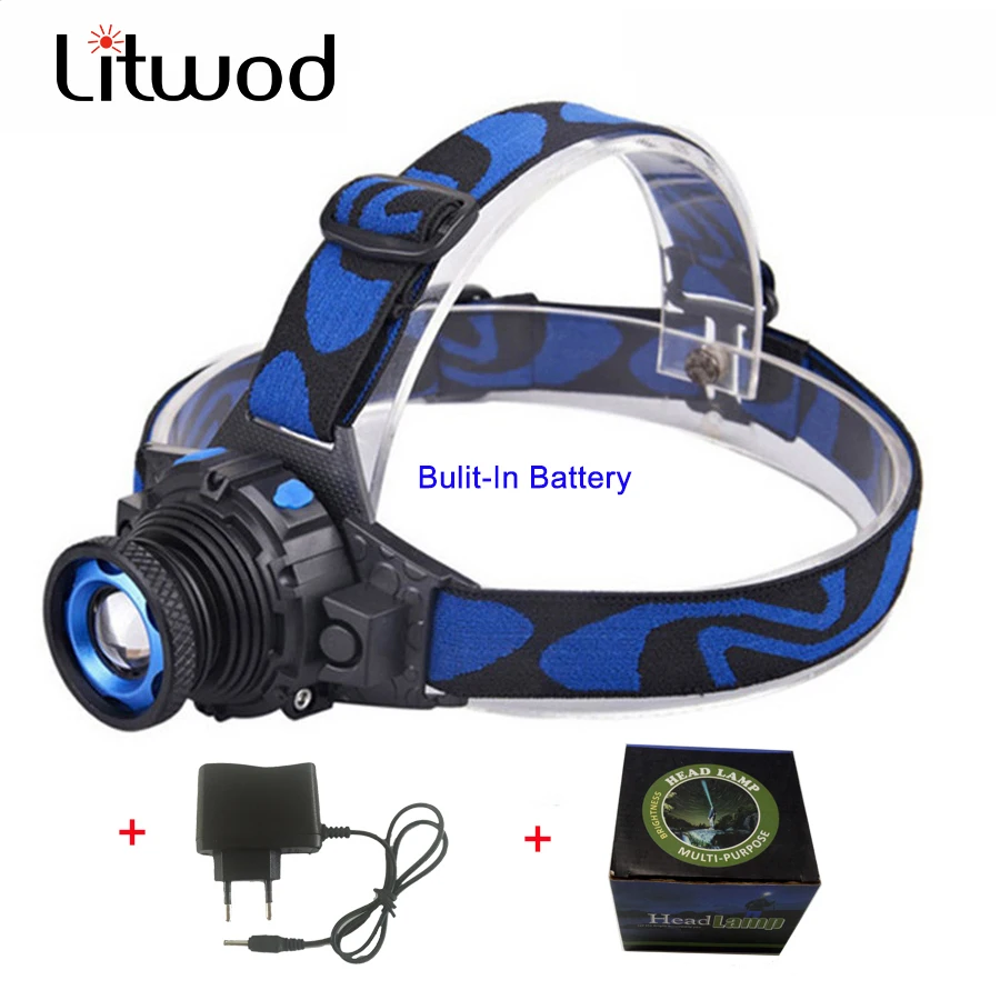 

Litwod z10 Q5 LED Frontal Led Headlamp Headlight Flashlight Rechargeable Lampe Torch Head lamp Build-In Battery + Charger