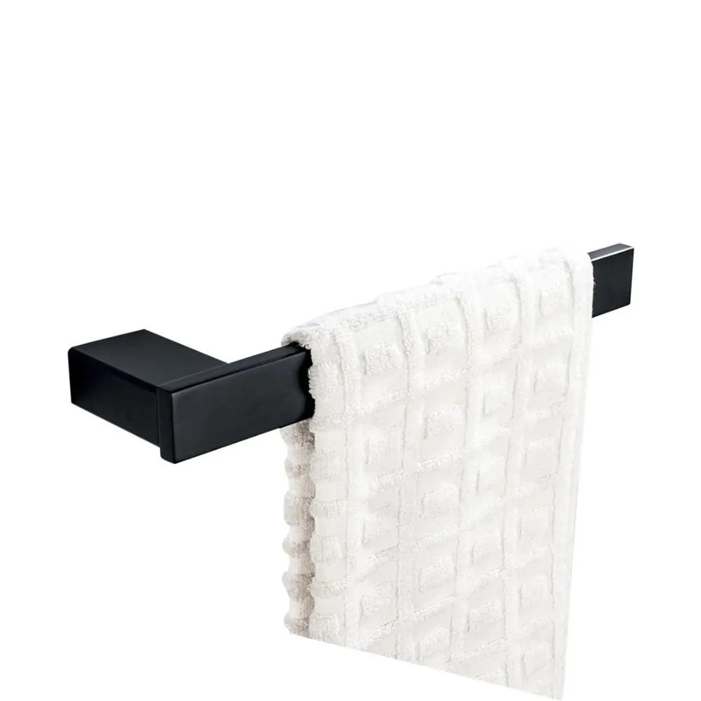 Лейден, настенный набор аксессуаров для ванной комнаты из нержавеющей стали 304, черный набор из 2 предметов, набор полотенец с кольцом, держатели для полотенец, вешалка для полотенец