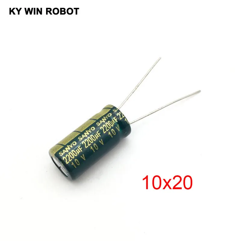 10pcs 10V 2200UF electrolytic capacitors 2200UF 10V 10x20mm 105C Radial High-frequency low resistance Electrolytic Capacitor