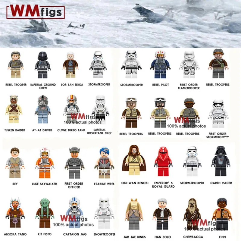 

Single Space Wars Legoings Star Wars Rey Luke Skywalker Lightsaber Snowtrooper Figures Bricks Building Blocks Toys for Children