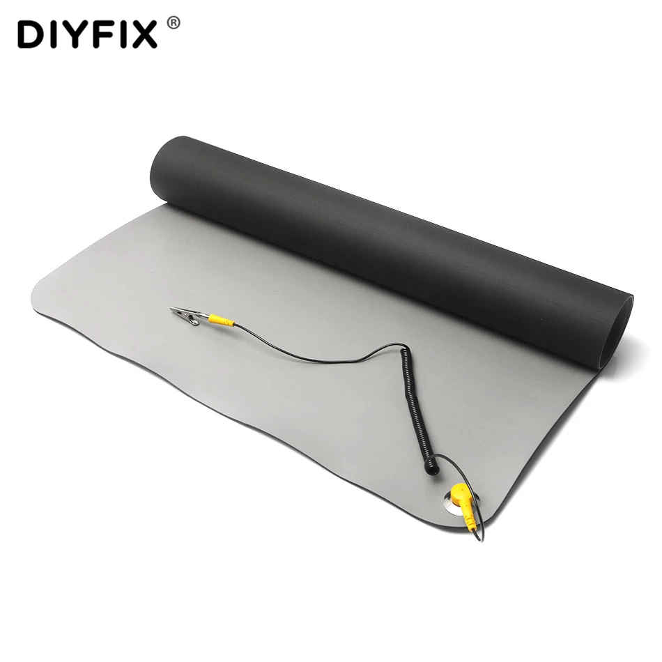 DIYFIX 710x500x2 мм антистатический коврик с заземлением для мобильного телефона компьютер чувствительный ремонт электроники рабочий коврик