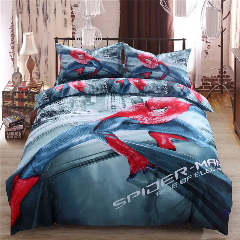 Spiderman Kids Bedding Duvet Cover Set Twin Full Queen 100% Cotton 3D 