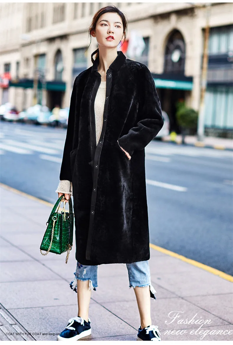 Flash Deal AYUNSUE Real Fur Coat Sheep Shearling Jacket Long Sheepskin Winter Jackets for Women 2019 Double-faced Natural Fur Coats WYQ2043 0