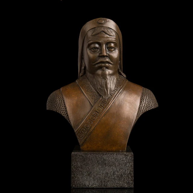 Ancient China's Bronze Sculptures Genghis khan bust Statue hero Chinese