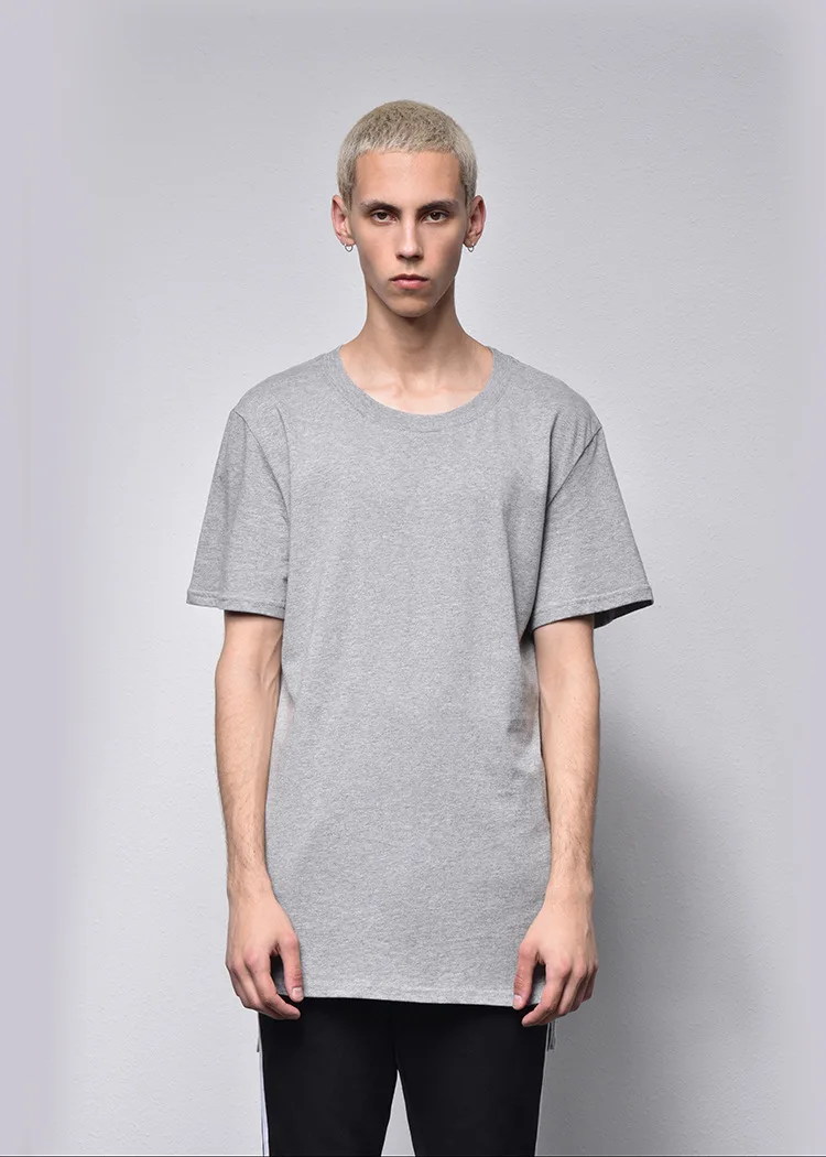 Men's T Shirt Kanye West Extended T-Shirt Men Clothing Curved Hem Long Line Tops Hip Hop Urban Blank Justin Bieber