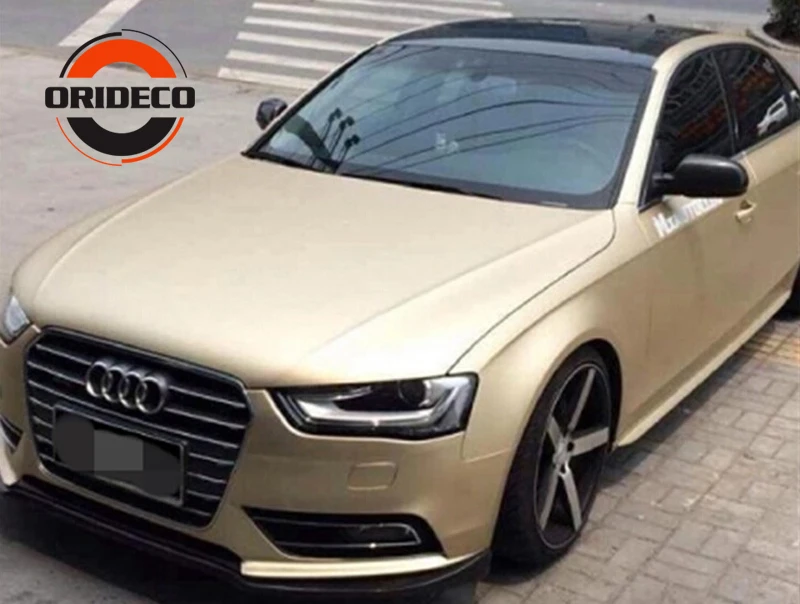 Champagne gold matte metallic car vinyl wraps 8