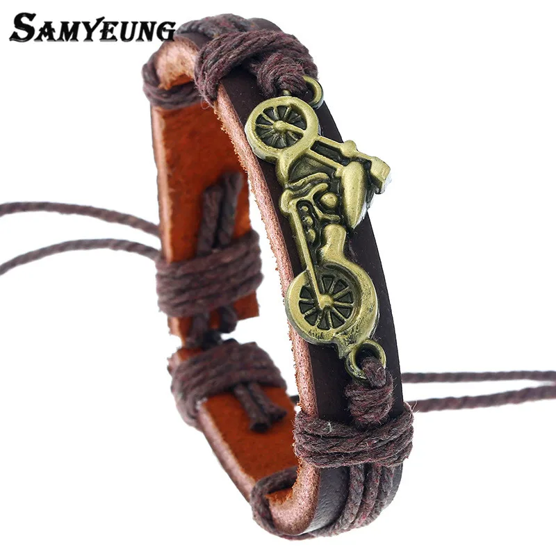 

Vintage Gold Motorcycle Leather Bracelets for Men Charm Women Handmade Bracelet Braslet Women Pulseiras Turkish Jewelry