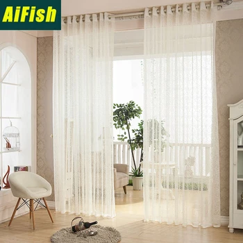 

European Style Curtains Transparent Window Tulle Embroidered Ice Cream Waves For Living Room Pure White Color Voile wp107t2