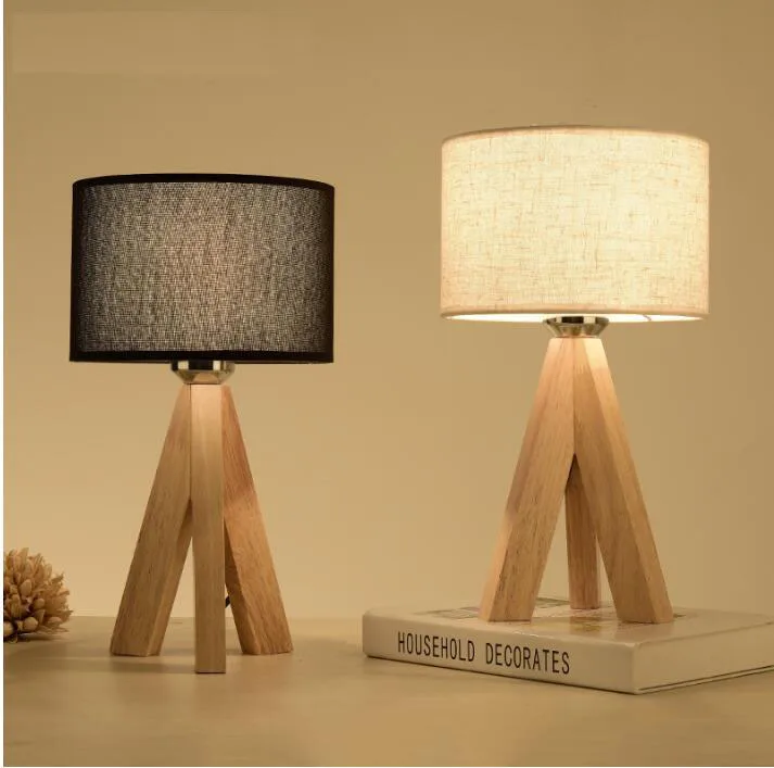 ЕС США Plug японском стиле настольная лампа упрощенный современные деревянные Led настольная лампа настольная офис света лампы освещения