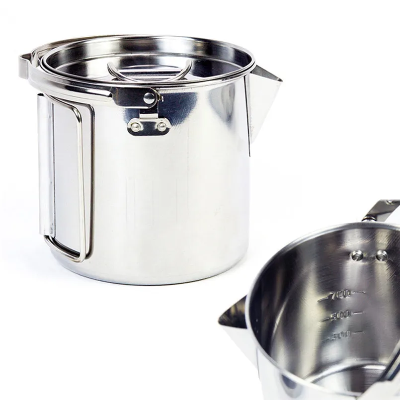 Acero inoxidable al aire libre hervidor 1.2L senderismo Camping tetera Portable colgante Pot