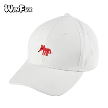 Winfox новая весенняя мода черный белый розовый цвет меньше лиса кепки-бейсболки летние женские