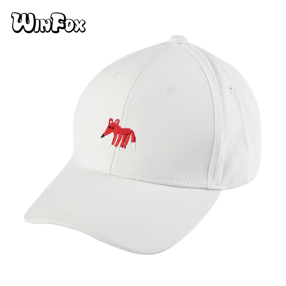 Winfox New Spring Fashion Black White Pink Color Smaller Fox Baseball