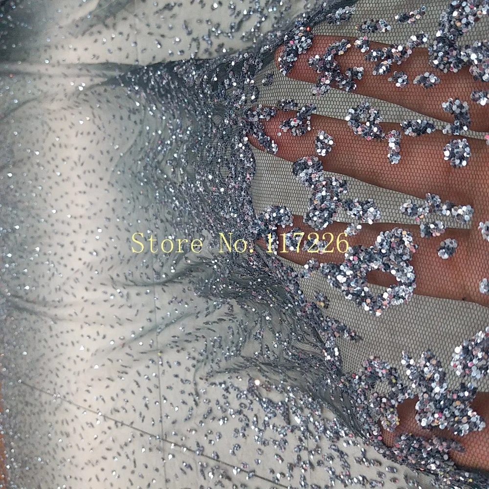 Африканская вышитая Сетка кружевная ткань JRB-70912 французская Сетка кружевная Ткань 5yds/pc в серебристом и темно-синем цвете для свадебного платья