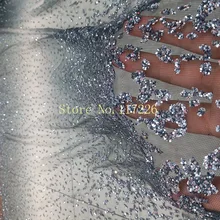 Африканская вышитая Сетка кружевная ткань JRB-70912 французская Сетка кружевная Ткань 5yds/pc в серебристом и темно-синем цвете для свадебного платья