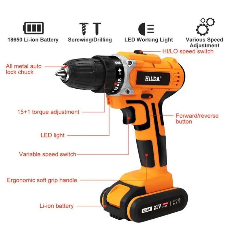 HILDA 21 V Беспроводная электрическая отвертка ручная мини-дрель