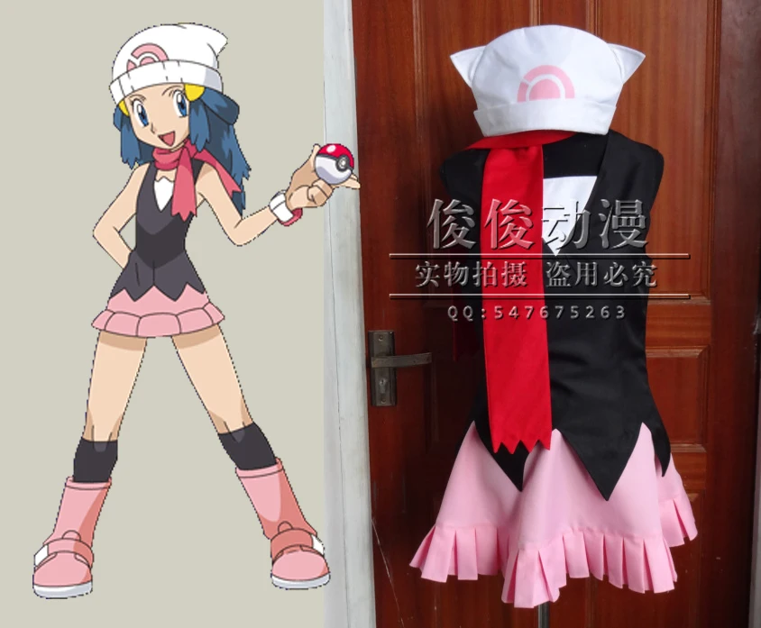 Pokemon Dawn Red Platinum Outfit Cosplay Costume