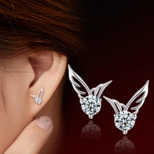 Для женщин в форме крыльев Ангела с украшением в виде кристаллов с покрытием мини серьги, пирсинг уха шпильки