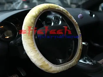 

by DHL or Fedex 50pcs Charm Warm Long Wool Plush car Steering Wheel Cover woolen Car Handbrake Accessory hot selling