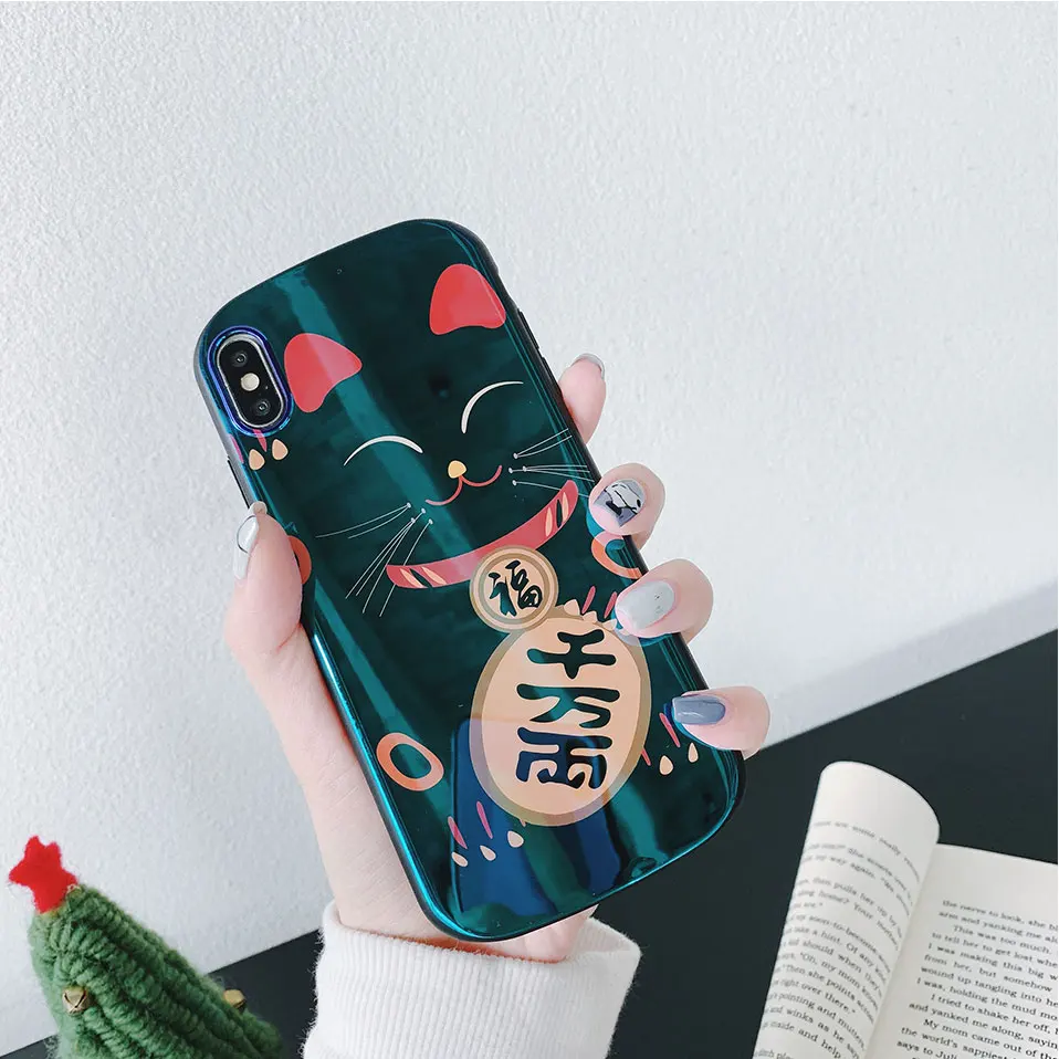 Для iPhone X XS XR Max закаленное стекло телефонные чехлы FundasCute Cat узор сзади Чехлы для