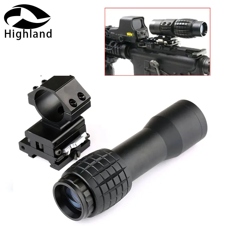 Hunting Tactical Airsoft 4X Magnifier Scope Sight with Flip To Side