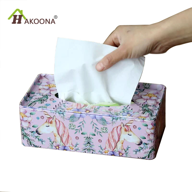 

HAKOONA Unicorn Horse Colorful Iron Square Paper Napkins Tissue Storage Box Storage Box SPTE Table Decor