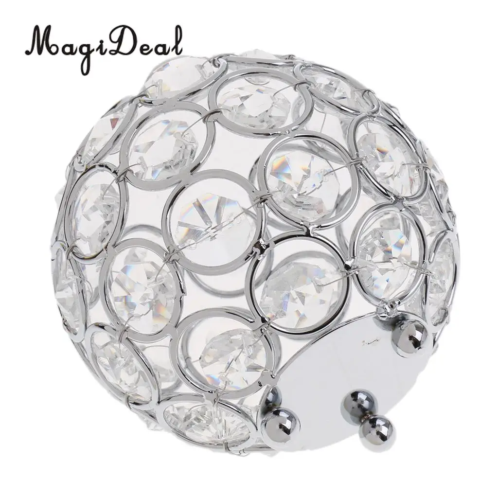 2x Crystal Bling Candle Holder for Wedding Party Dining Table DIY Decoration Dia. 8cm_ Silver