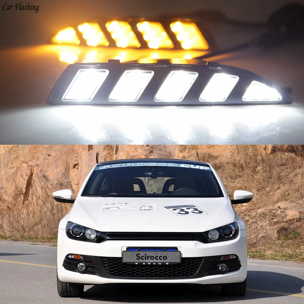 

Car Flashing 2PCS driving LED DRL Daytime Running Light Daylight 12V Fog lamp For Volkswagen Scirocco 2011 2012 2013 2014 2015