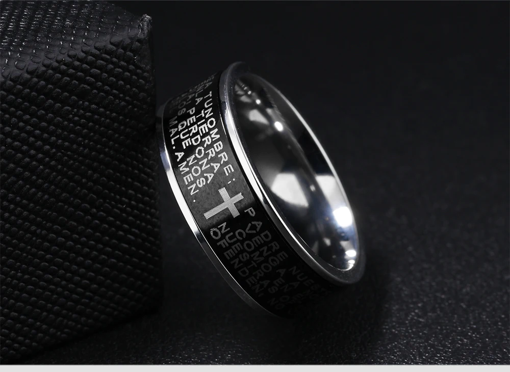 MAE titanium Нержавеющая сталь Испания Библейский Крест Мужские кольца панк классные стильные персонализированные украшения подарок для украшения