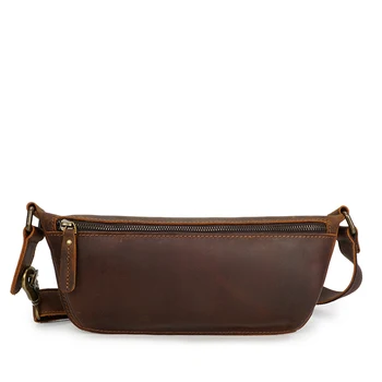 

Genuine Leather Real Cowhide Crazy Horse Waist Packs Pack Belt Bag Phone Pouch Bags Travel Waist Pack Male Small Waist Bag