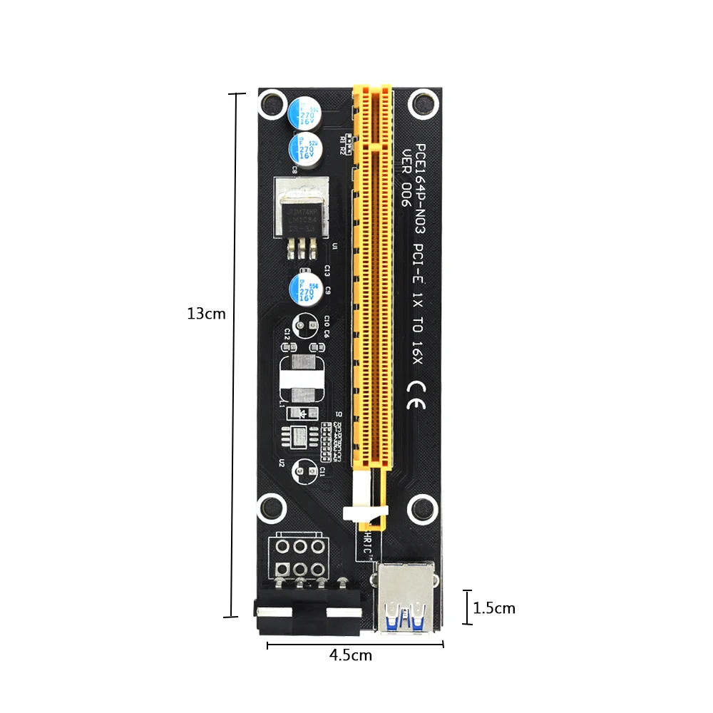 TISHRIC PCIE PCI Express Riser Card E расширитель 1x к 16x адаптер USB 3 0 SATA 4Pin IDE Molex для майнинга Bitcion