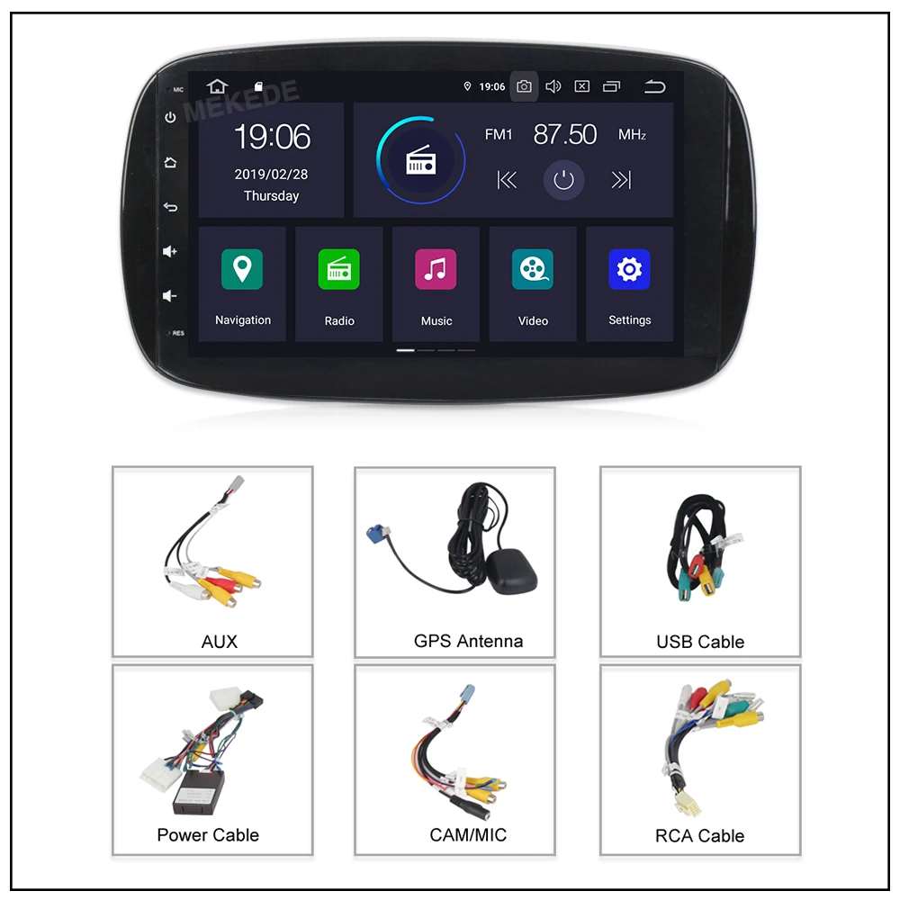 Ips DSP 4 ядра 2G ram Android 9,0 автомобильный мультимедийный плеер dvd gps для Mercedes/Benz Smart Fortwo автомобильный Радио стерео