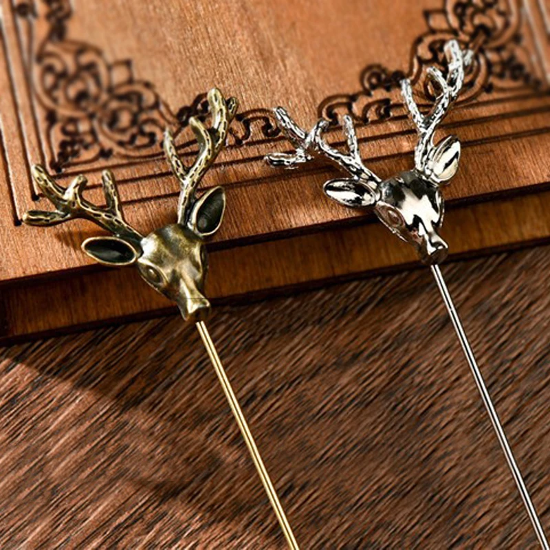 Deer Lapel Pin Unisex Animal Christmas Xmas Popular Cute Gold Antlers Head Pin Brooches Styling Jewelry Trendy Brooches Gold Fashion Jewelry