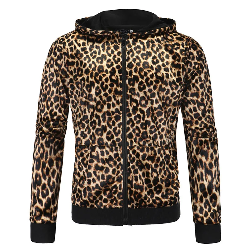 

2018 New Hoodies Men and women Leopard print Hooded Pullover High Street Fashion Cotton Hip Hop Zipper Streetwear Hoodies Autumn
