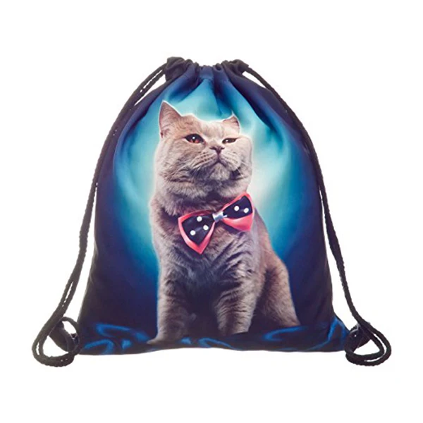 

DCOS-Full print Men's Women's Kids bag Teenage Drawstring Bag Shoulder School Backpack Rucksack (Cat)