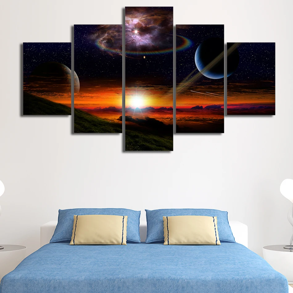 5 Pieces Space HD Printed Painting Oil Canvas Astronomical spectacle ...