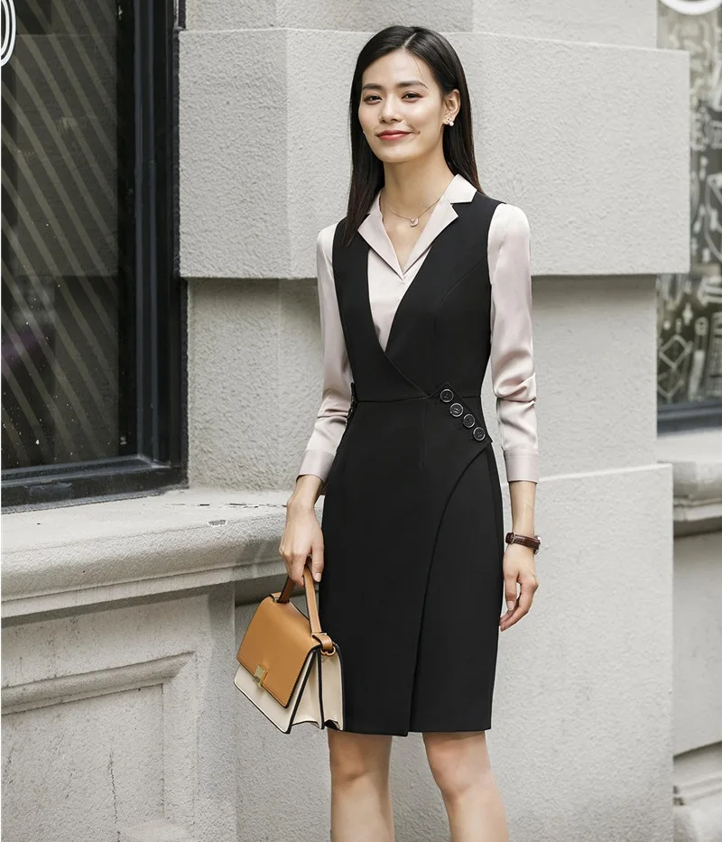 New Fashion Women Dresses Blue Office 