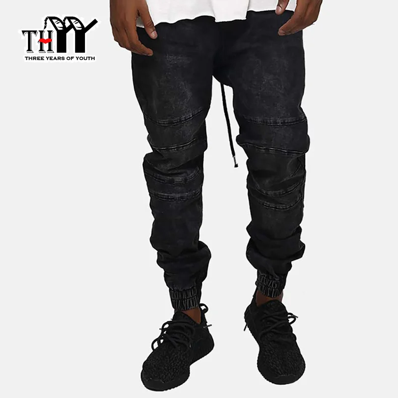 High quality Men Jeans Denim Pants 2019 Vintage Full Length men Solid Elastic Waist Midweight Pencil Men's D43 | Мужская одежда