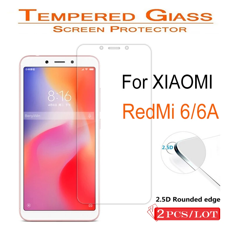 2 шт 9H для Xiaomi Redmi 6 6A, закаленное стекло, не полное покрытие, защита экрана, прозрачная, закаленное, защитная пленка, чехол для Redmi 6 6A