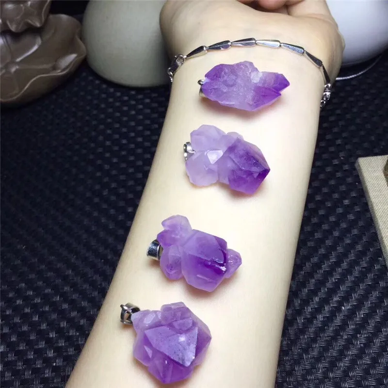 

Natural Amethyst Skeletal Quartz Point Crystal Cluster Pendant Healing Specimen Natural Stones Minerals