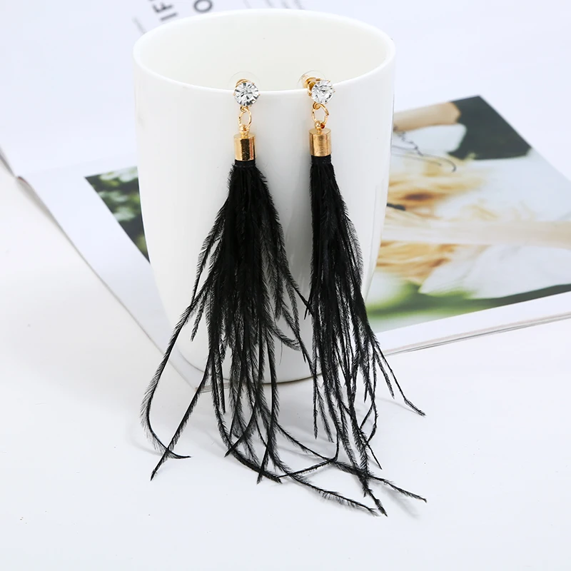 

New Arrive Fashion Boho Earrings For Women Temperament Fluffy Feather Dangle Pendant Statement Jewelry Ear Accessories