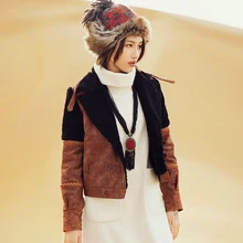 original winter folk style stitchingvelvet jacket warm female MZ06082