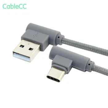 

USB-C 3.1 Type-C to Left Angled 90 Degree USB 2.0 Data Cable with Sleeve for Tablet & Mobile Phone