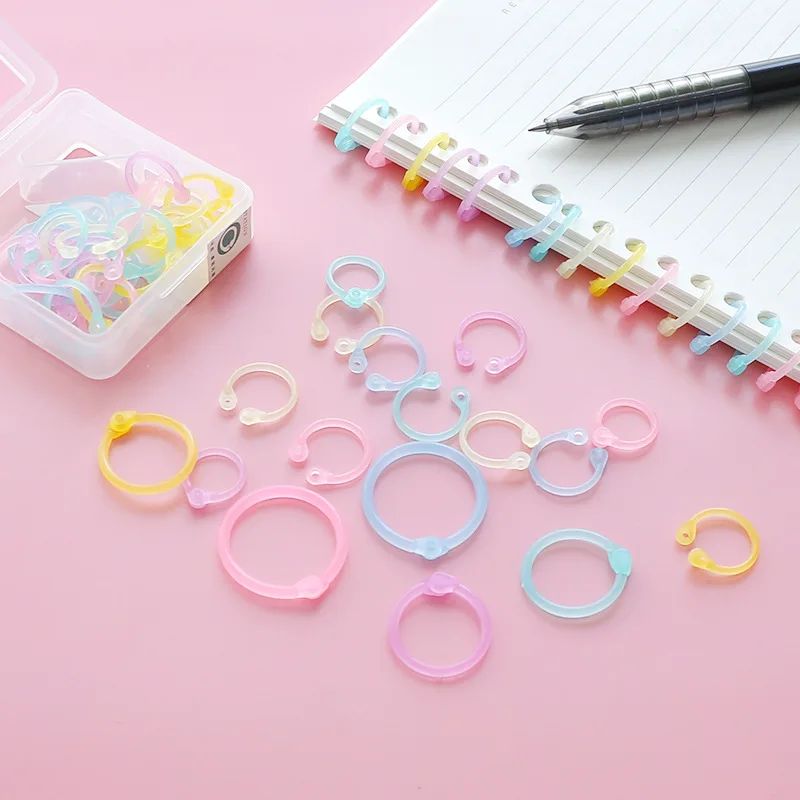 Цветные пластиковые многофункциональные бумажные скрепки разных цветов, прозрачные свободные кольца для документов